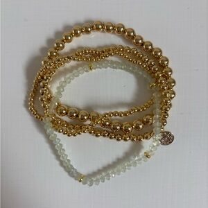 Elegant Gold and Peridot Beaded Bracelet Set